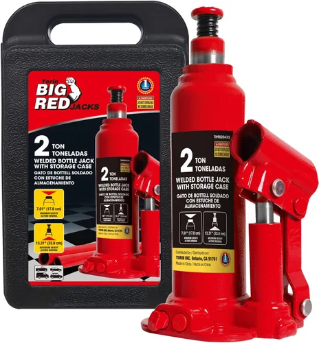 BIG RED T90213 Torin Gato Hidráulico de Botella Soldado con Estuche de Transporte y Almacenamiento de Moldeo por Soplado, Capacidad de 2 Toneladas