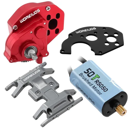 Miniatura 11 de Motor RC 050 50T Motor cepillado con caja de cambios de transmisión de aleación de aluminio para Axial SCX24 AXI00002 AXI00001 AXI90081 AXI00006 Azul
