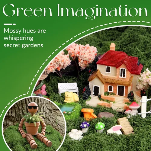 Miniatura 4 de Musgo artificial artificial de 5.3 onzas para manualidades, musgo decorativo preservado para plantas, jardín de hadas, bricolaje, paredes Verde