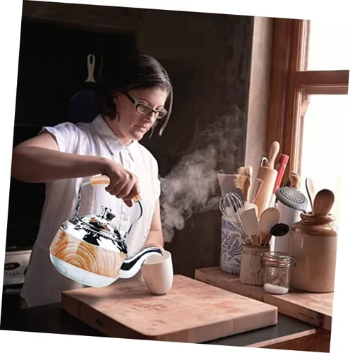 Miniatura 4 de GANAZONO Tetera de acero inoxidable con capacidad para tetera con mango ergonómico, diseño para sala de té, elegante accesorio de cocina funcional