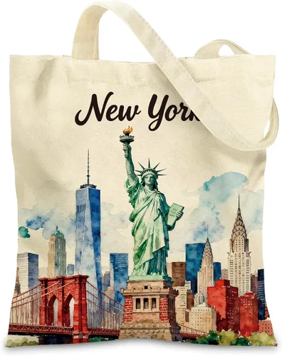 Miniatura 11 de Canvas Tote Bags with Inner Pockets & Metal Snap, Womens Aesthetic Reusable Tote Bag for Vacation Travel Gym Shopping California