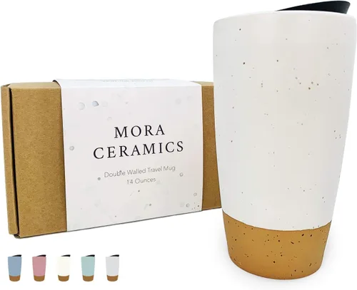 Miniatura 15 de Taza de Té Mora Ceramics con Infusor de Hojas Sueltas, Cuchara y Tapa, 12 oz, Taza de Café Apta para Microondas y Lavavajillas - Esmalte Cerámico