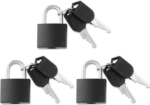 Miniatura 12 de 3 piezas de candado de metal sólido de latón macizo, mochila, diario, joyero, manualidades, cerradura de enseñanza escolar con llave y cubierta Azul