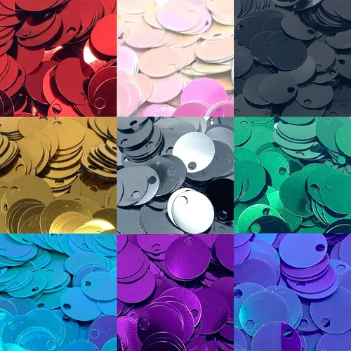 Miniatura 28 de Paillettes de lentejuelas redondas planas de 0.787 in, 285 piezas de 0.78 pulgadas, agujero de 0.78 pulgadas, surtido de lentejuelas acrílicas, 1,76