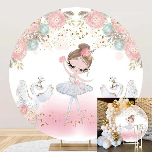 Miniatura 7 de Bonito telón de fondo de ballet de 7 x 5 pies para niñas, baby shower, fiesta, pancarta con purpurina de cisne para niños, tutú de ballet