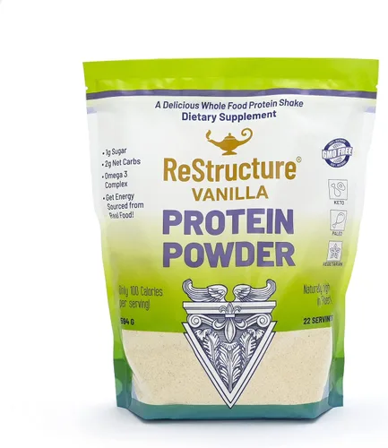 RnA ReSet - Proteína en polvo ReStructure, Keto, Fórmula Paleo, 1G de azúcar, 1G de carbohidratos netos, solo 80 calorías por porción. Vainilla