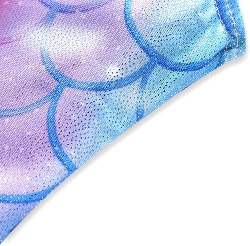 Miniatura 141 de HOZIY - Leotardos de gimnasia con pantalones cortos brillantes para niñas pequeñas; estampados de unicornio, aurora, arco iris, sirena, dinosaurio