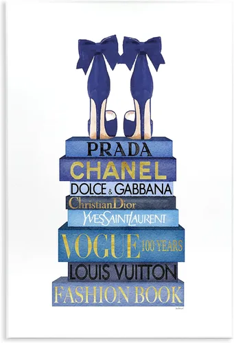 Miniatura 15 de Stupell Industries 'Chic Shoes Glam Bookstack', placa artística de pared, 10 x 15 pulgadas, fácil de colgar y resistente, fabricada en Estados