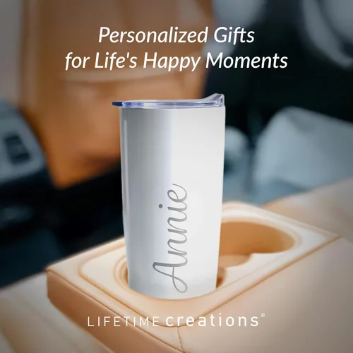 Miniatura 9 de Lifetime Creations Vaso de acero inoxidable personalizado grabado con nombre (blanco) - Vaso de metal personalizado, añade tu nombre, taza de viaje