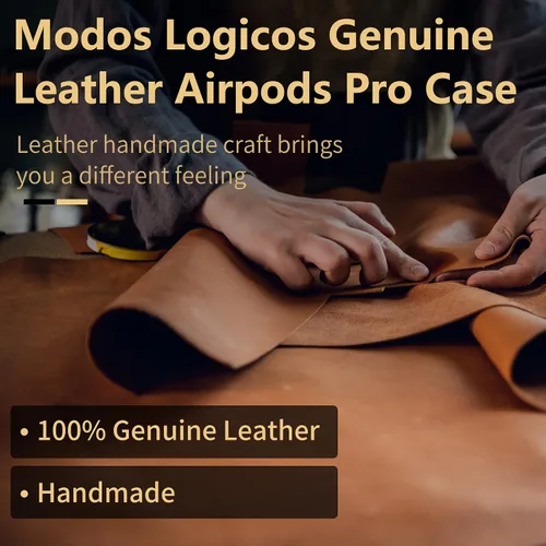 Miniatura 5 de MODOS LOGICOS Funda De Carga De Cuero Genuino Para Apple AirPods Pro - Beige Con Borlas