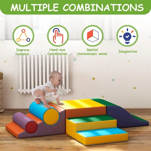 Miniatura 3 de Betterhood Bloques de escalada - Juego de actividad de espuma suave para niños - Equipo de gimnasia de sofá suave para niños pequeños para gatear