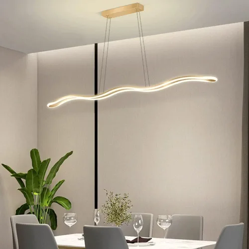 Miniatura 5 de Luces colgantes lineales retro nórdicas 3000 K luz cálida para colgar en el techo, lámpara de araña de altura ajustable para comedor, isla de cocina