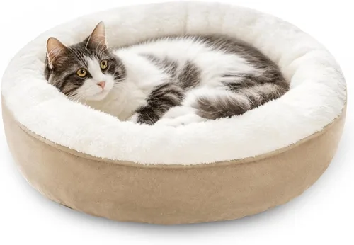 Miniatura 12 de Love's cabin Cama redonda acolchada para gatos y perros, cama para mascotas de 20 pulgadas para gatos o perros pequeños, parte inferior Violeta
