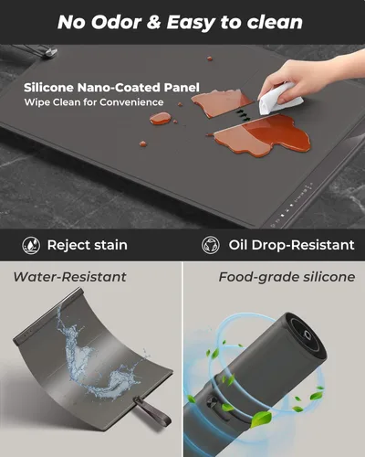 Miniatura 6 de Tapete Calentador de Alimentos con Zonas de Calentamiento Duales, 4 Configuraciones de Temperatura, Silicona Fácil de Limpiar, Apagado Automático