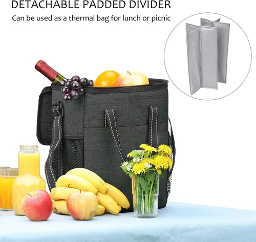 Miniatura 7 de Tirrinia - Bolsa térmica para regalo de vino para 6 botellas, aislada y acolchada con asa y correa de hombro ajustable para viajes o picnic, regalo