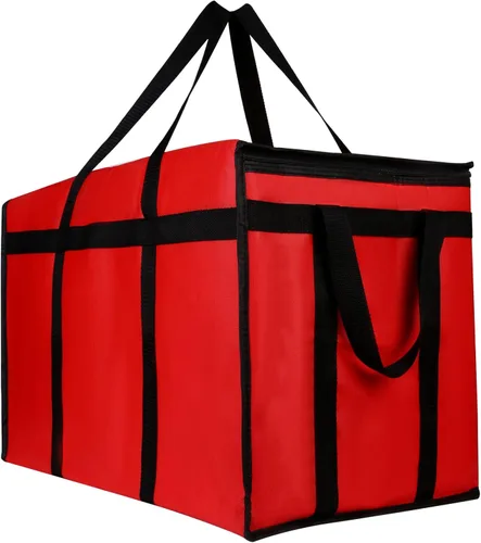 Miniatura 29 de musbus - Paquete de 2 bolsas de compra aislantes XL, rojas, reutilizables, de alta resistencia, con cierre, plegables, para compras, para coche