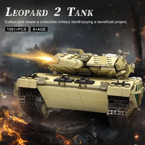 Miniatura 3 de Mould King 20020 MOC Leopard 2 tanque de juguete de alta tecnología, juego de bloques de construcción de vehículos militares, bloques de ladrillos