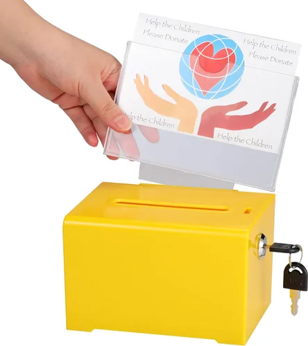 Miniatura 9 de Adir - Caja de sugerencias con ranura y candado, caja de donación acrílica para recaudación de fondos, caja de dibujo para rifa, caja de recaudación