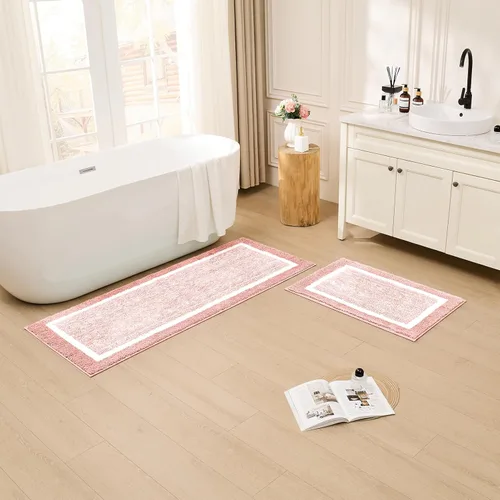 Miniatura 3 de CozeCube Tapetes de baño para baño antideslizantes, alfombras de baño de microfibra absorbente esponjosas lavables, alfombras de baño estéticas