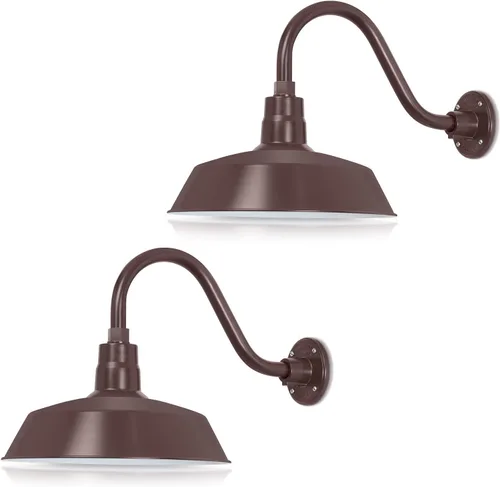Miniatura 26 de 14 pulgadas. RLM Warehouse - Pantalla con brazo de cuello de cisne y bombilla Led A19 5000K de 9W Galvanizado (paquete de 1)