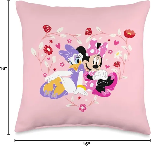 Miniatura 4 de Disney Minnie and Daisy BFF - Almohada de corazón rosa, 16 x 16 pulgadas, multicolor
