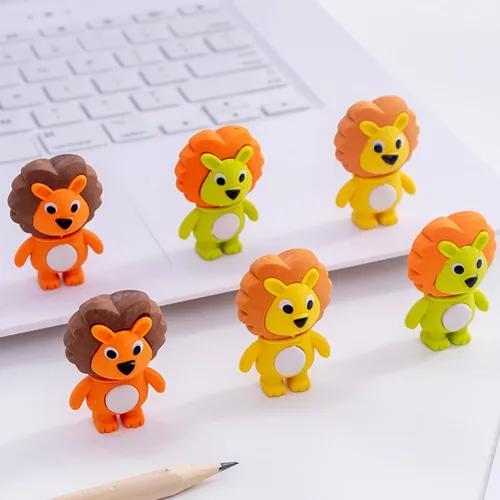 Miniatura 4 de Toyvian 60 unidades de borrador de animales de león, lápices de animales, borradores para niños, niños, estudiantes, borradores en forma de león