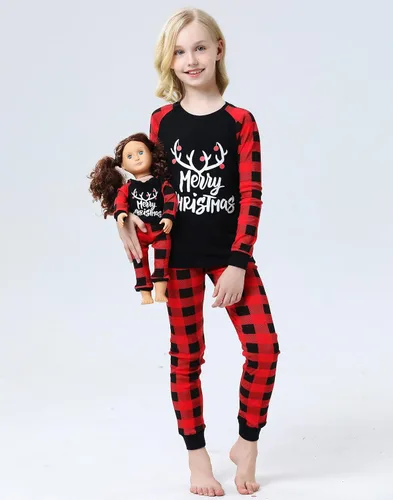 Miniatura 2 de Babyroom Pijamas a juego para niñas, pijamas de muñeca para niños pequeños, ropa de dormir de algodón para Navidad