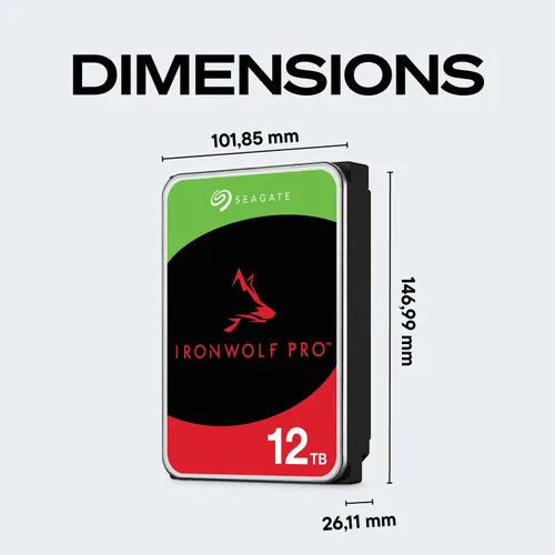 Miniatura 2 de Seagate IronWolf Pro, 12 TB, Enterprise NAS HDD interno - CMR 3.5 pulgadas, SATA 6 Gb/s, 7.200 RPM, caché de 256 MB para almacenamiento conectado a