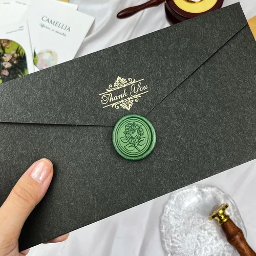Miniatura 5 de 25 Calcomanías para Sellos de Cera Hechas a Mano, Sellos para Sobres, Calcomanías de Cera Autoadhesivas para Invitaciones de Bodas y Fiestas, Verde