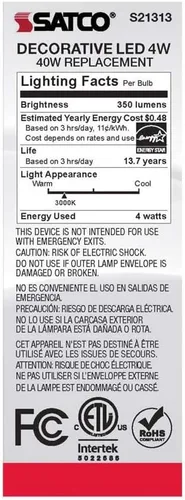 Miniatura 6 de Satco S21313 4CA10/LED/930/CL/120V/E26-paquete de 6