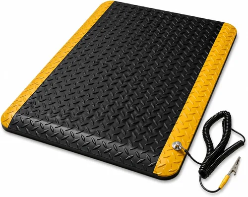 Tapete conductor antifatiga ESD de 2 x 3 pies, placa de diamante duradera y resistente, antideslizante, impermeable, para trabajos comerciales e