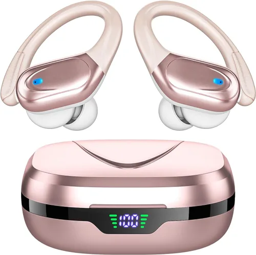 HAOYUYAN Auriculares deportivos Bluetooth inalámbricos, 80 horas de reproducción, con pantalla de alimentación LED, IPX7 impermeables para 2026-oro