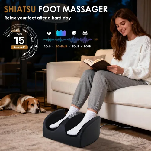 Miniatura 5 de Masajeador de pies con calor, masajeador eléctrico de pies y pantorrillas con rodillo, masaje de tejido profundo para fascitis plantar, neuropatía