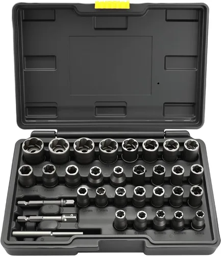 Miniatura 10 de Eapele Juego de extractor de tornillos, enchufes giratorios para quitar tuercas peladas, se ajusta a unidad cuadrada de 3/8 pulgadas con estuche