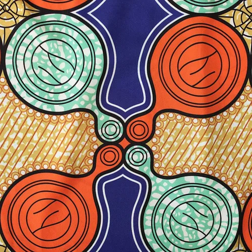 Miniatura 6 de Vestido de princesa africana Dashiki con tirantes 3D para niñas y niñas pequeñas (naranja, 6-7 años)