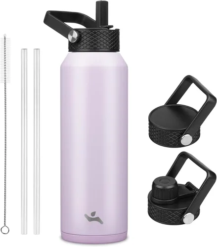 Miniatura 83 de Konokyo - Botella de agua aislada de 18 onzas, botellas deportivas de acero inoxidable con 3 tapas, verde militar