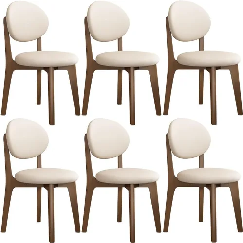 YVYKFZD Juego de sillas de comedor, sillas de cocina de madera maciza, silla de comedor de granja con respaldo curvo, silla tapizada de cuero para