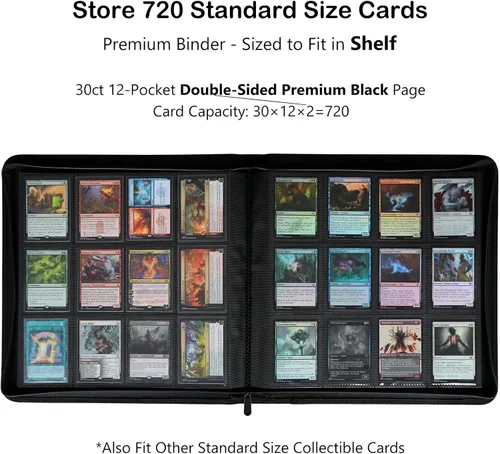 Miniatura 2 de Carpeta prémium con 720 tarjetas de 12 bolsillos, carpeta de álbum de tarjetas coleccionables sin anillo, carga lateral, UltraSonic-12720 Tech Zip