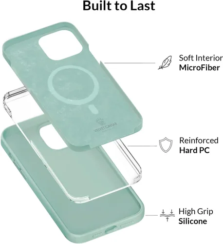 Miniatura 6 de VELVET CAVIAR Funda compatible con iPhone 14 Pro Max MagSafe de silicona verde, forro protector de microfibra, probada en caídas de 6 pies, bonitas