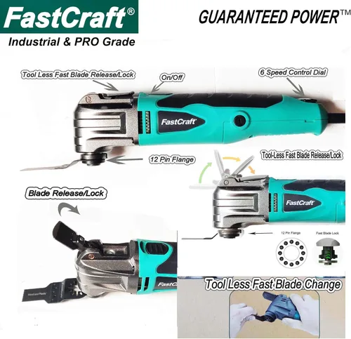Miniatura 4 de Herramienta oscilante/multiherramienta – FastCrat PRO Modelo JD2545U-K con cable de alta gama 5 años de garantía 5.0A nominal pico 2.4A/sin llave/6
