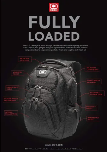 Miniatura 4 de Mochila Renegade para computadoras portátilestabletas de Ogio con RSS, negro, L