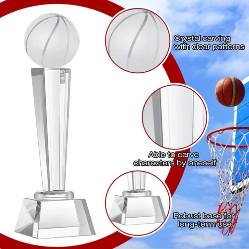 Miniatura 3 de Meooeck Trofeo de cristal con caja de regalo de 9.1 x 2.8 pulgadas, pisapapapeles para escritorio, decoración de mesa grande para torneos