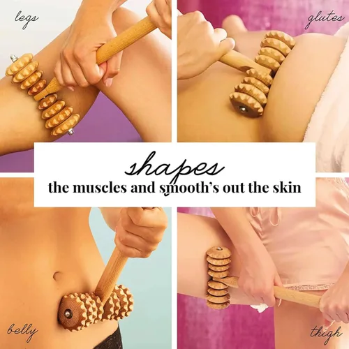 Miniatura 5 de tuuli Accesorios Maderotherapy Set de madera masajeador Rodillo trasero Celulitis Dispositivo de drenaje linfático Copa sueca
