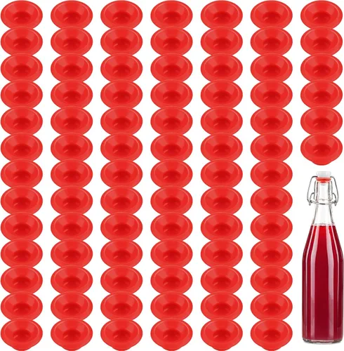 70 piezas de juntas de goma de silicona para batir botellas abatibles con forma de sombrero y arandelas superiores oscilantes, sello a prueba de