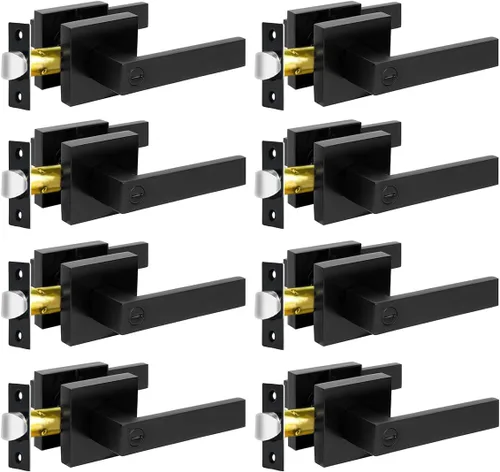 Miniatura 10 de KAMOTA Palancas de puerta de privacidad, 1 paquete de manijas de puerta de color negro mate, cerraduras de puerta de cama y baño, cerraduras
