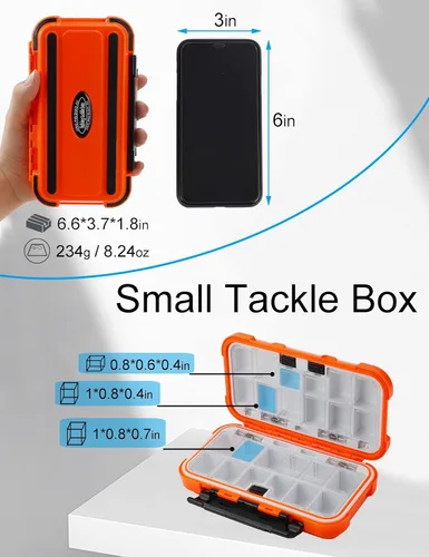 Miniatura 2 de Hlotmeky Pequeña caja de aparejos para kayak, caja de señuelos de pesca impermeable, almacenamiento de terminales, organizador de anzuelos de pesca