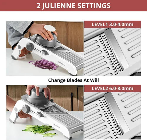 Miniatura 5 de Rebanadora de mandolina 24 en 1 para cocina con hoja de cortador de waffle, cortador de mandolina de cocina ajustable, picador de alimentos