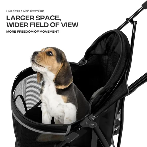 Miniatura 6 de Cochecito para mascotas para perros y gatos pequeños, 10-22 libras, almacenamiento trasero, negro