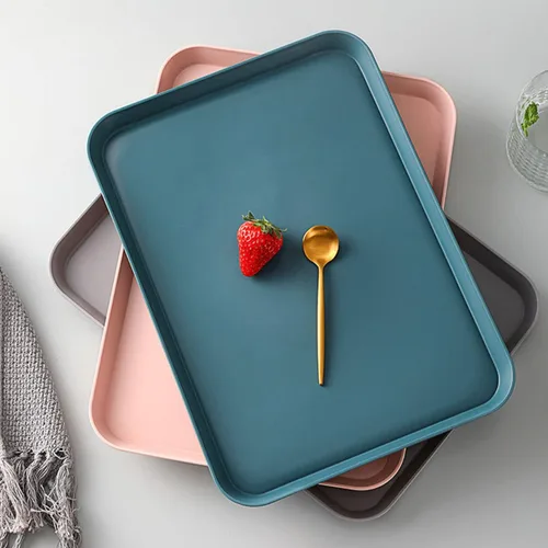 Paquete de 6 bandejas de plástico de 8 x 12 pulgadas, lindas bandejas pequeñas de color rosa, gris y azul con pared de 2 pulgadas, bandeja