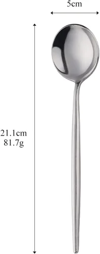 Miniatura 7 de Juego de 18 cucharas de mesa de acero inoxidable, cucharas redondas de mango largo, cucharas de caldo, juego de 18 (plateado, 8.3 pulgadas)